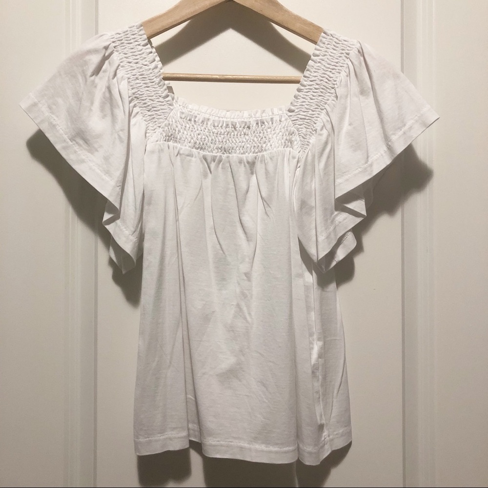 J. Crew Square Neck Flutter Sleeve Top